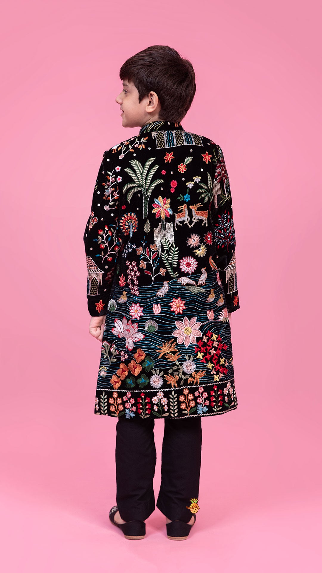 Fully Embroidered Velvet Sherwani With Narrow Fit Pant