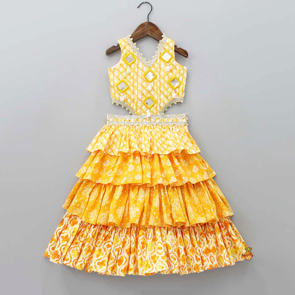 Fuax Mirror Work Ruffle Kurti