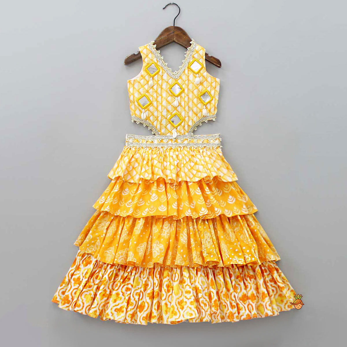 Fuax Mirror Work Ruffle Kurti