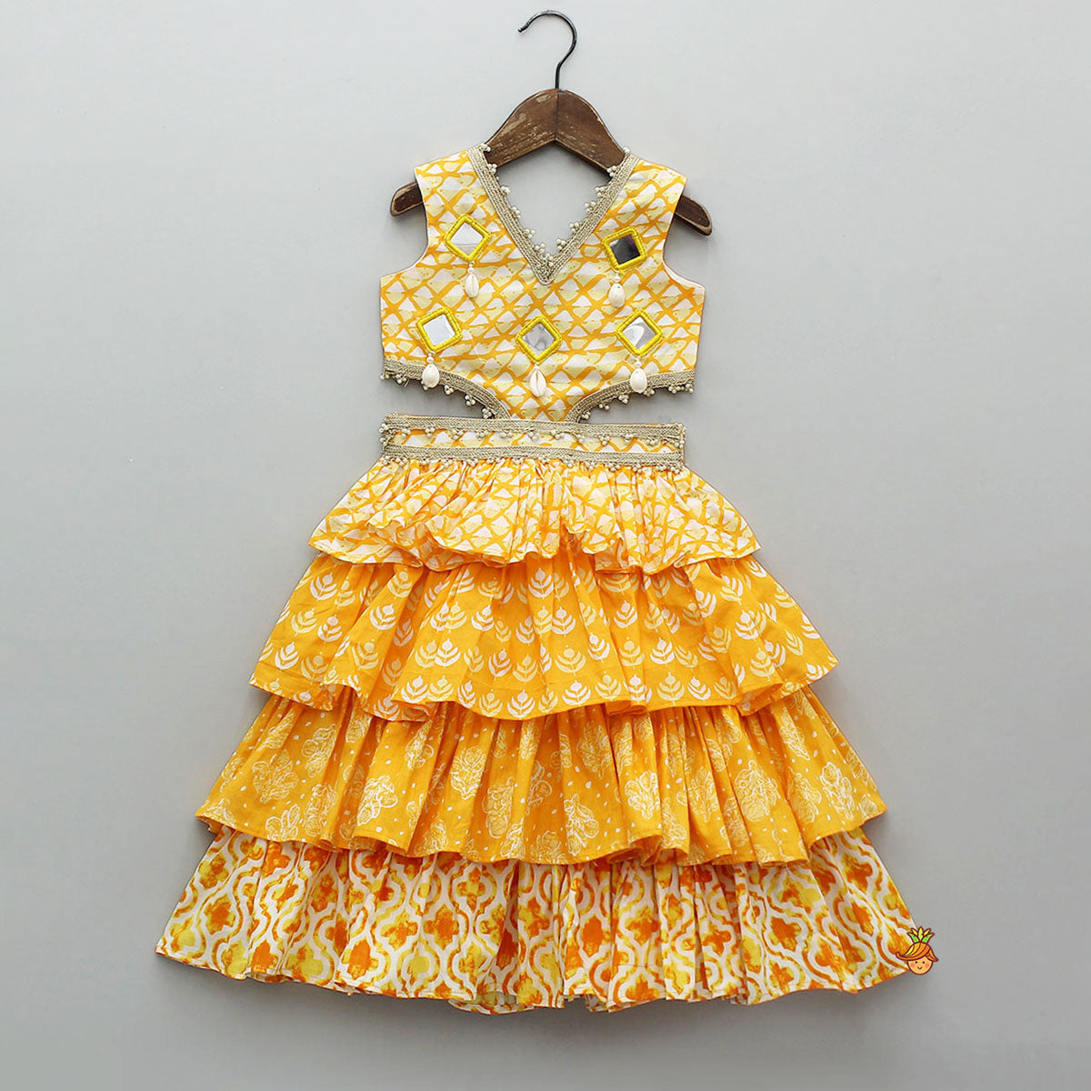 Faux Mirror Work Ruffle Kurti