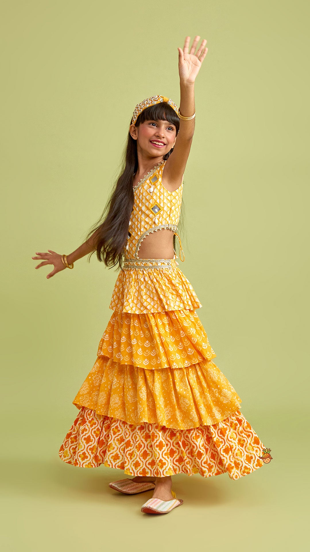 Faux Mirror Work Ruffle Kurti