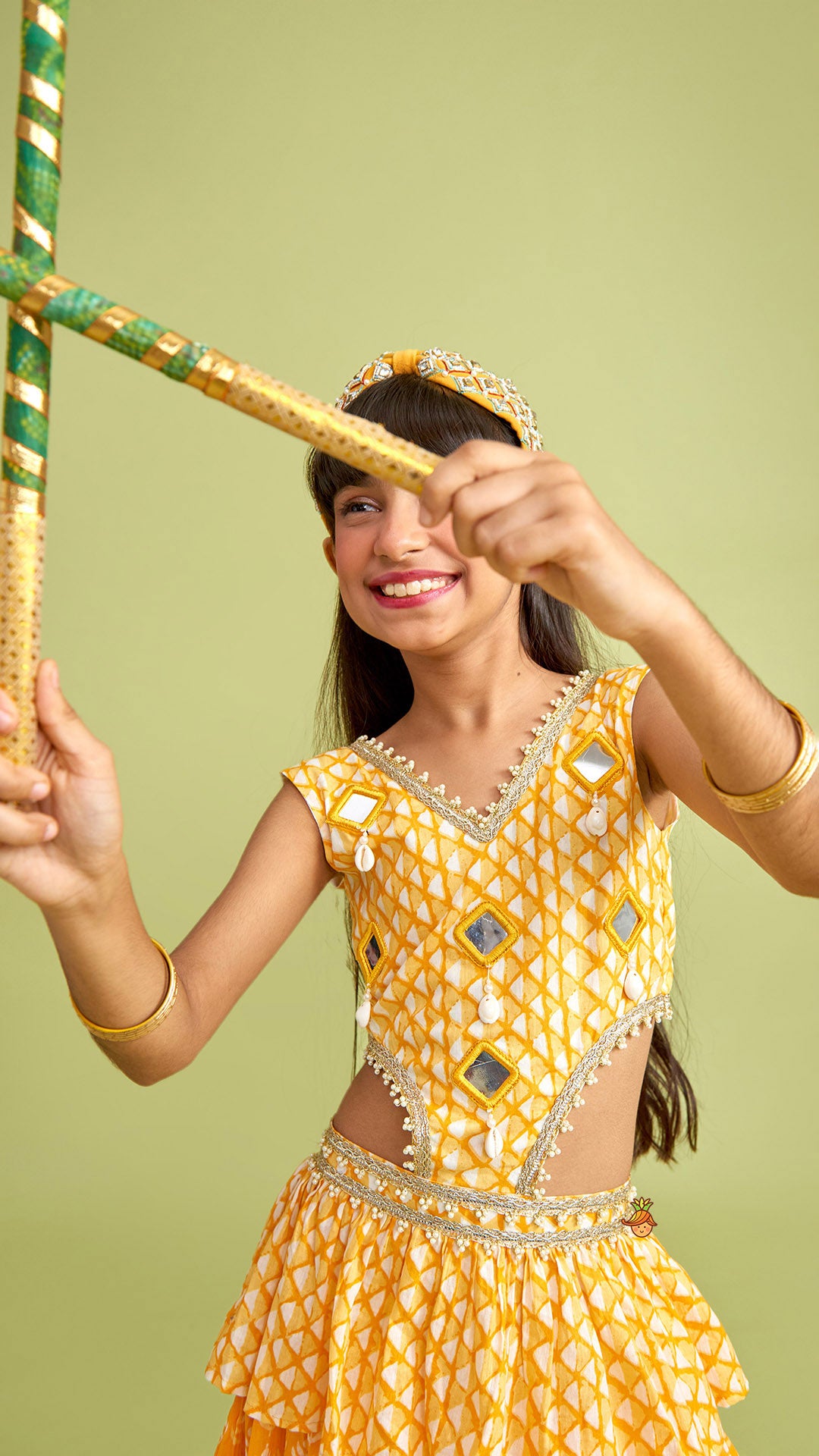 Faux Mirror Work Ruffle Kurti