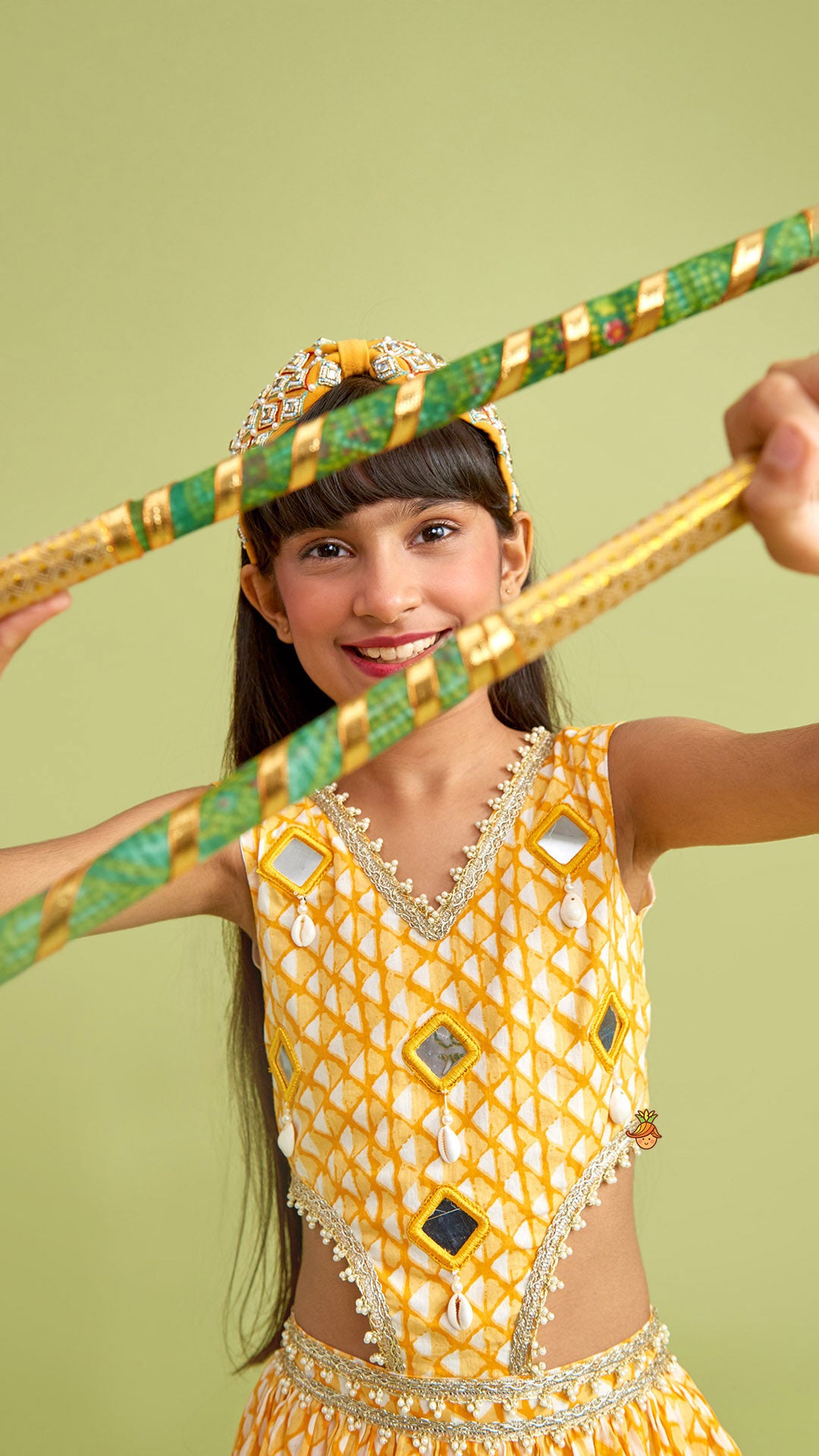 Faux Mirror Work Ruffle Kurti