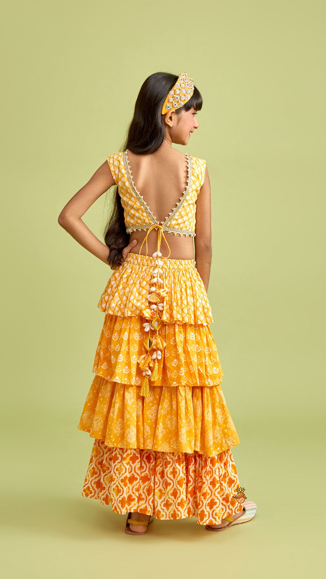 Fuax Mirror Work Ruffle Kurti