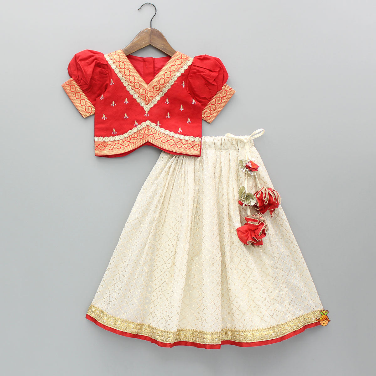 Embroidered Red Top And Brocade Lehenga1
