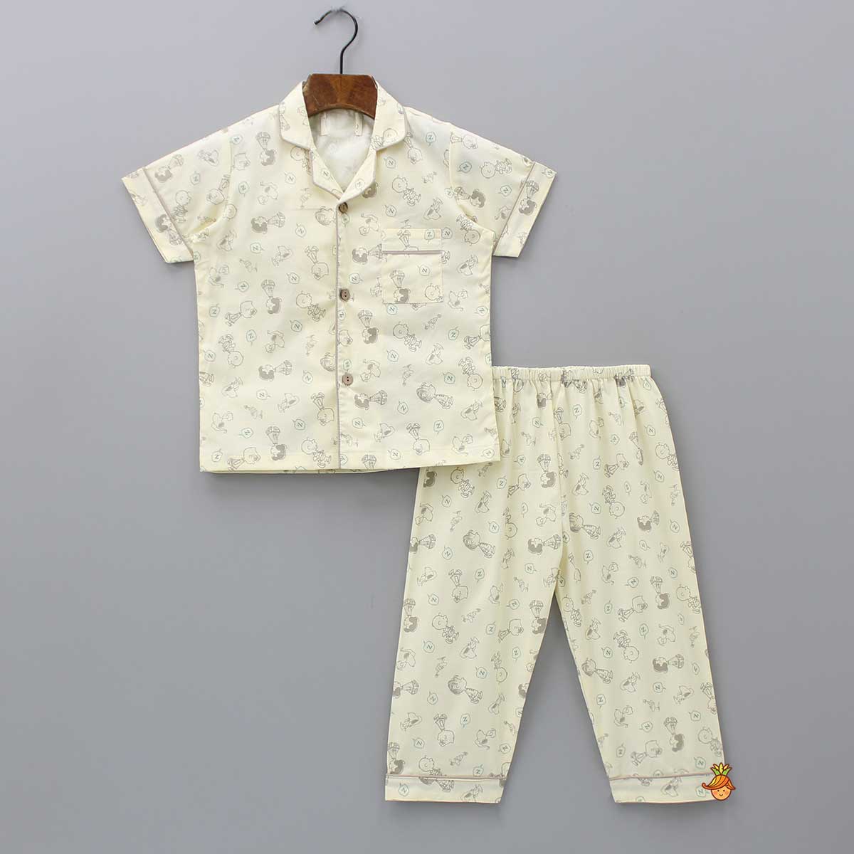 Human Printed Yellow Sleepwear