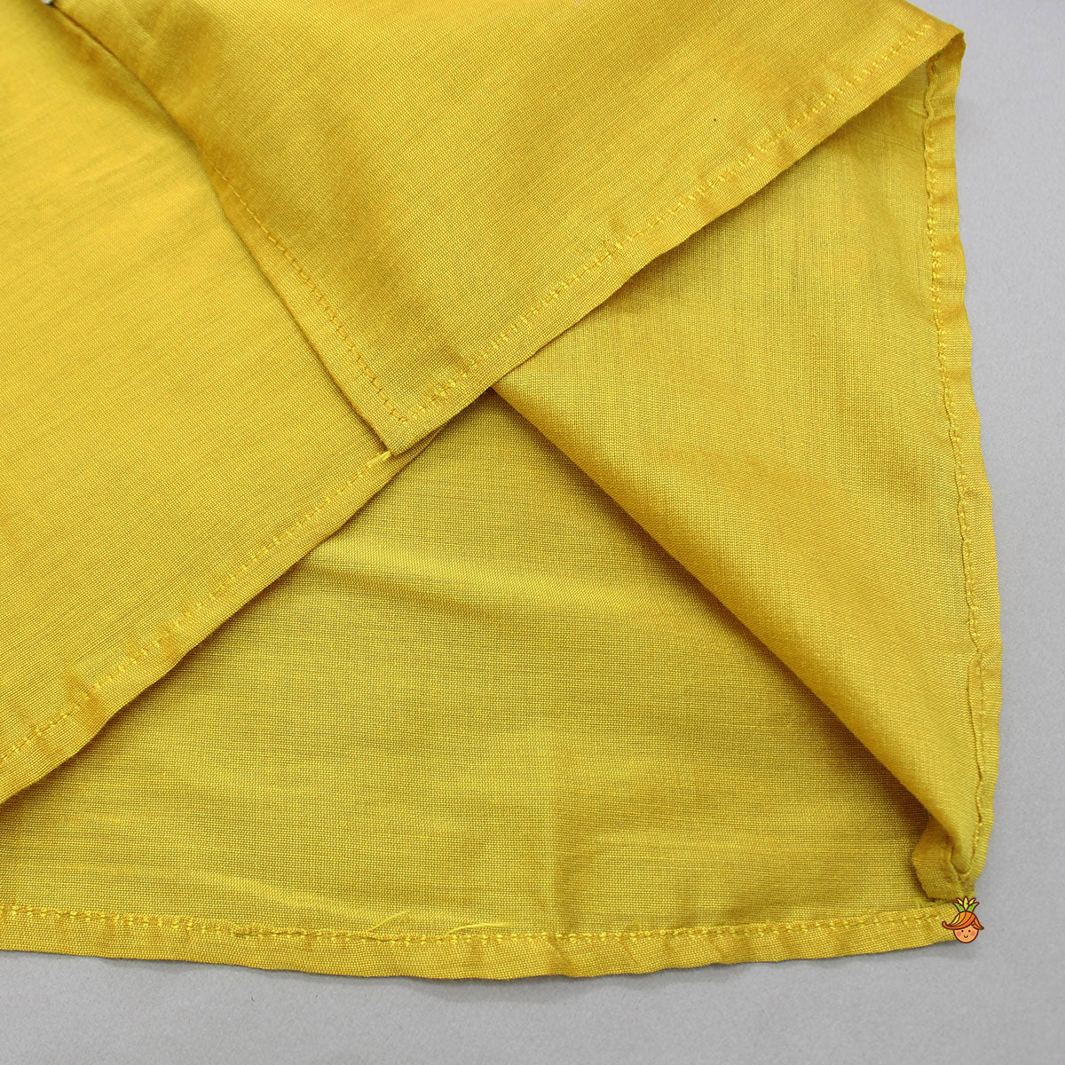 Mustard Kurta With Printed Flap Attached And Dhoti