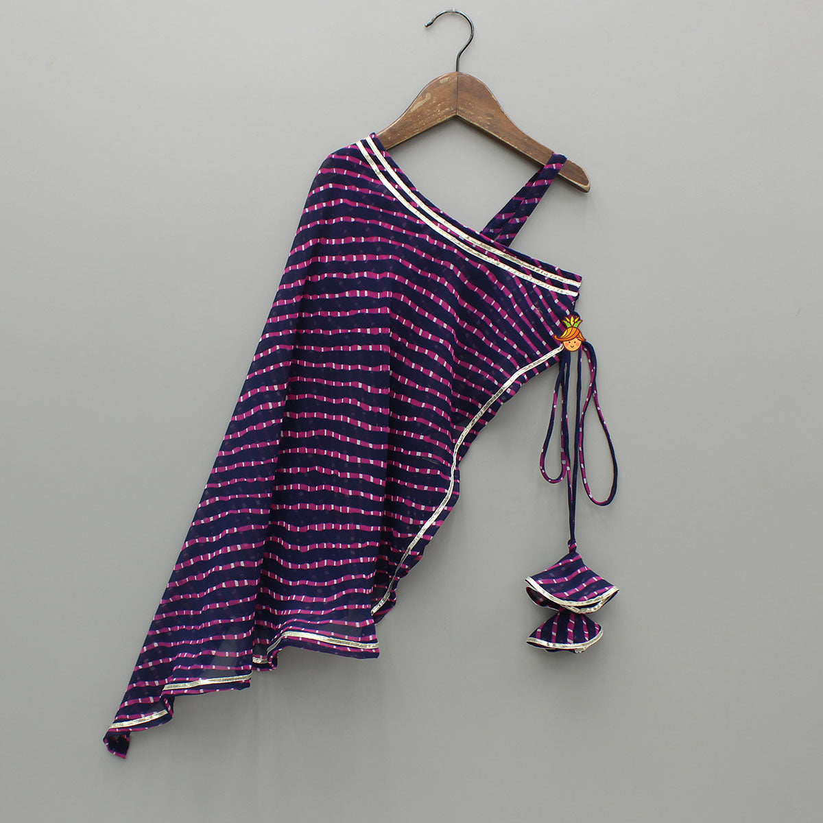 Leheriya Printed One-Shoulder Drape Top And Flared Palazzo