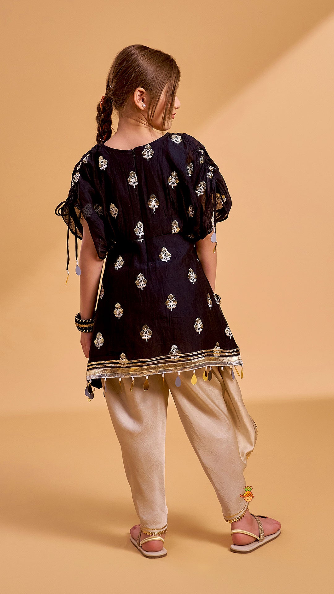 Kaftan Style Embroidered Kurti And Dhoti