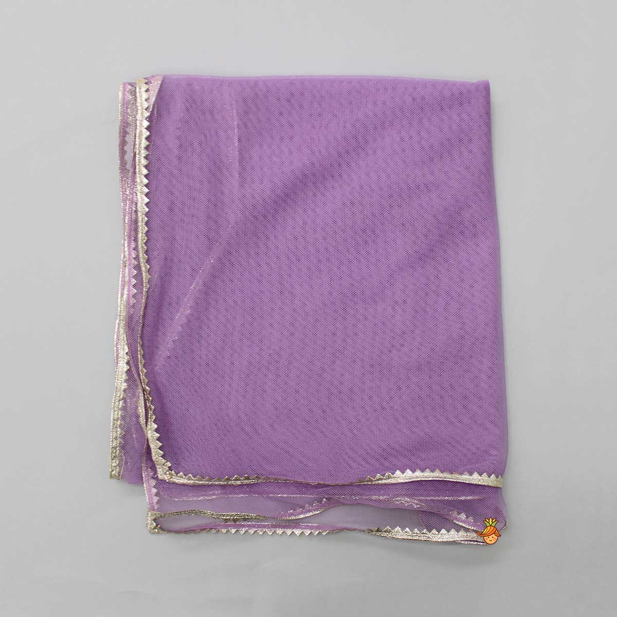 Purple Colour Blocked Lace Work Kurti With Dhoti And Net Dupatta