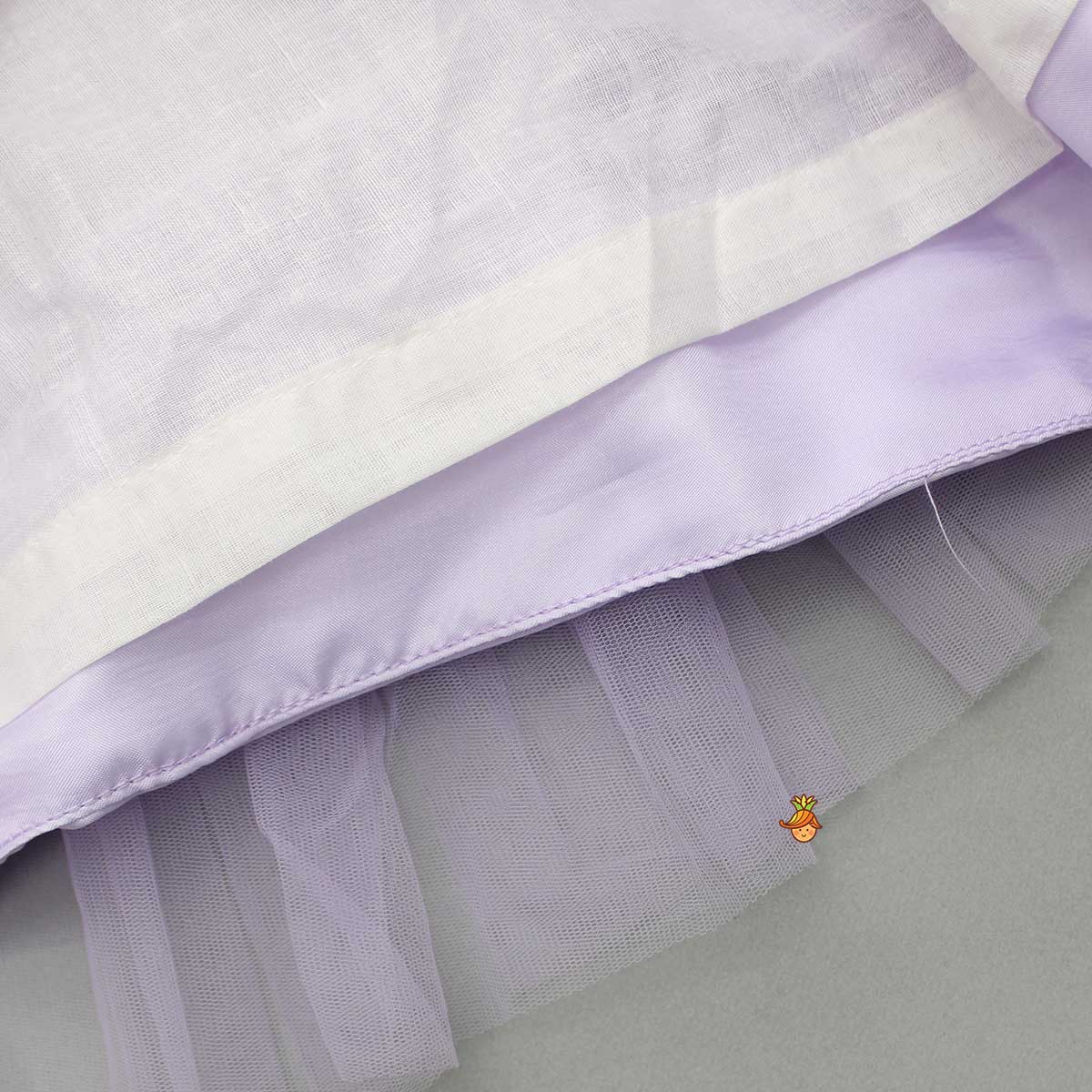 Embroidered Puff sleeves Purple Dress