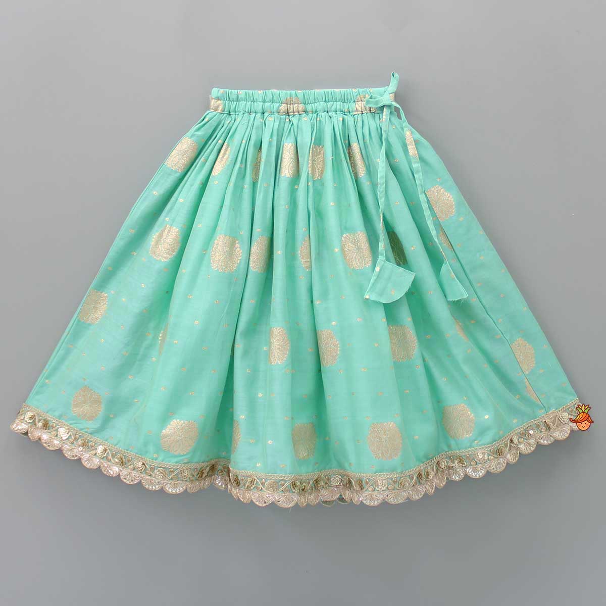 Chanderi Embroidered Green Top And Lehenga With Matching Dupatta