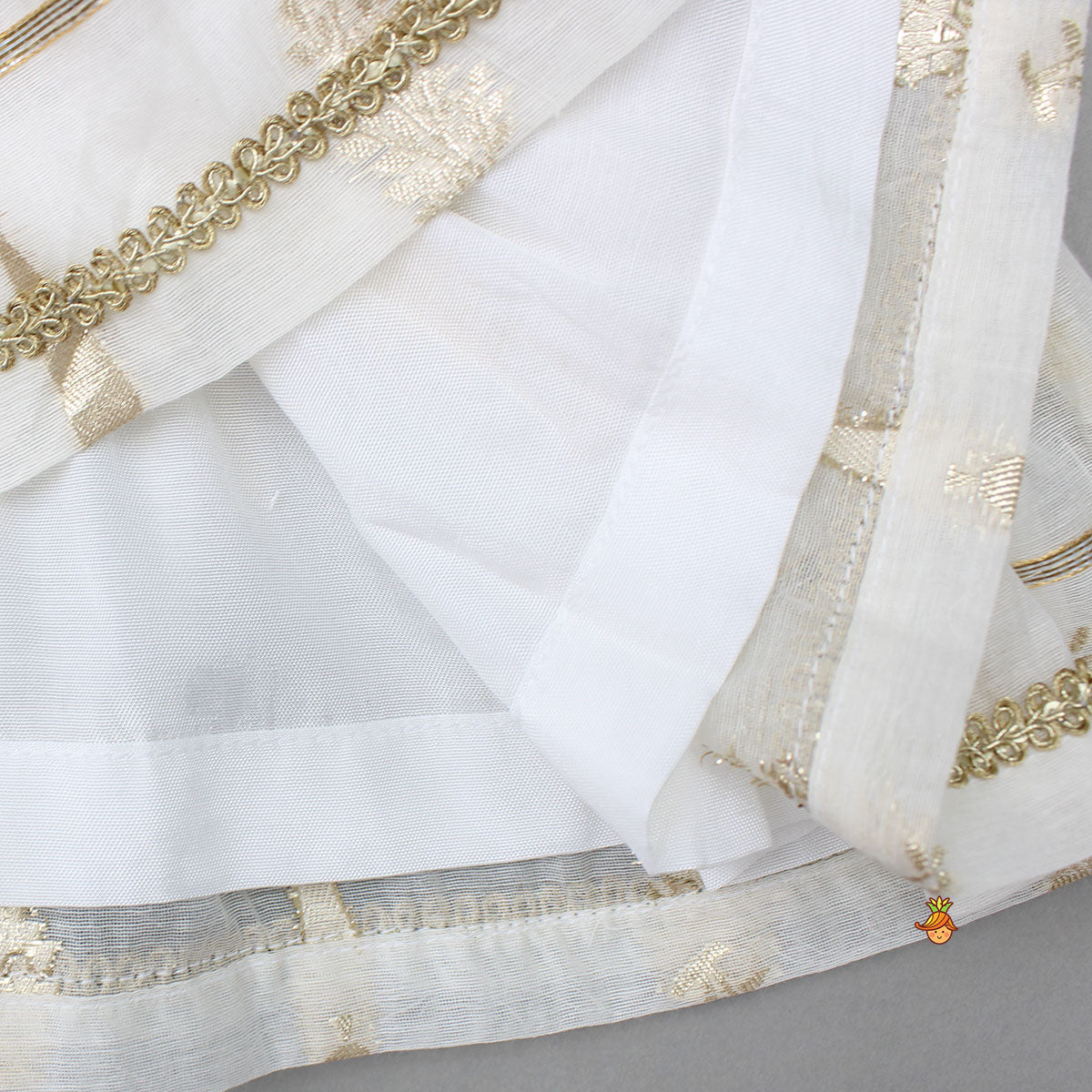 Chanderi Embroidered Ivory Top And Sharara With Net Dupatta