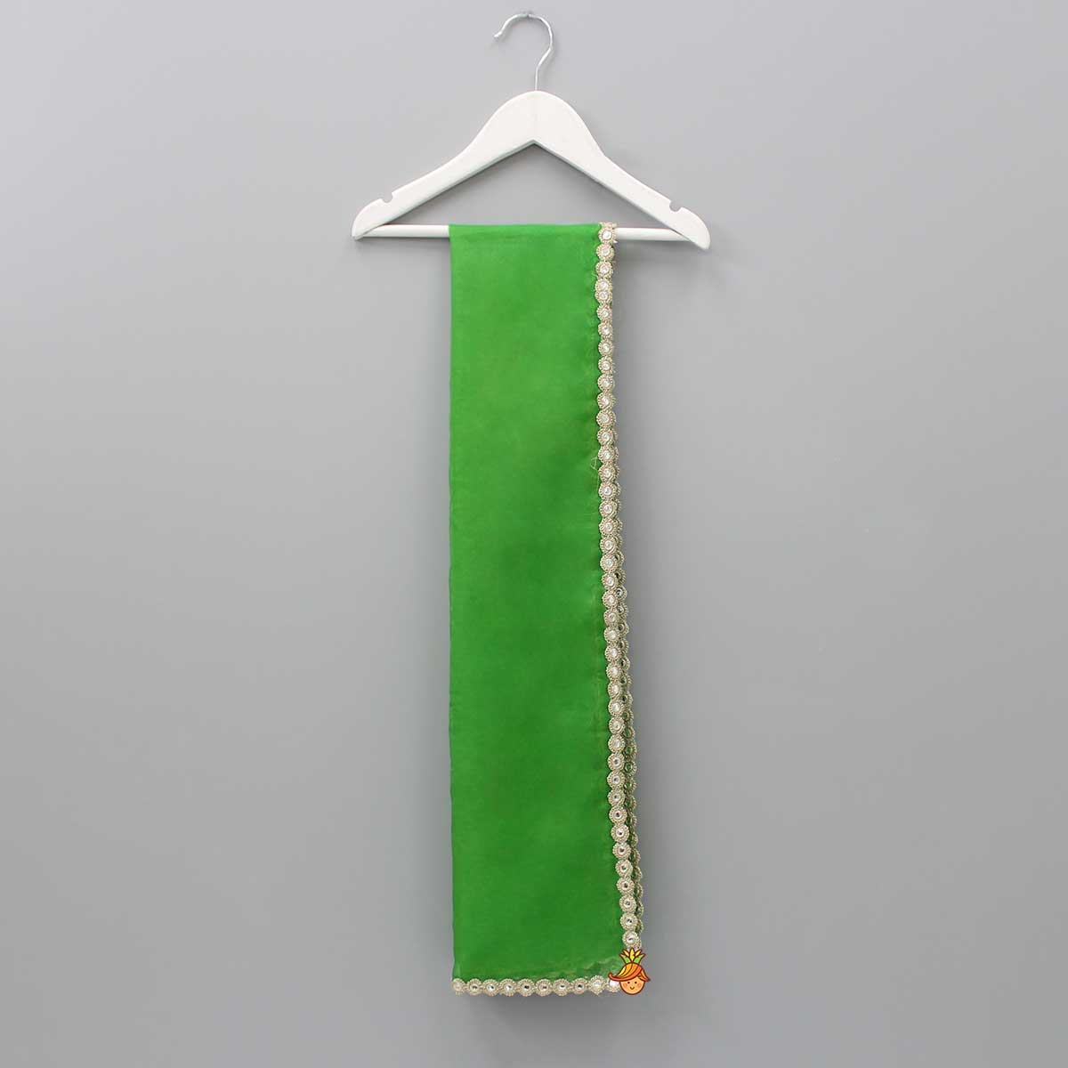 Green Organza Lace Work Dupatta