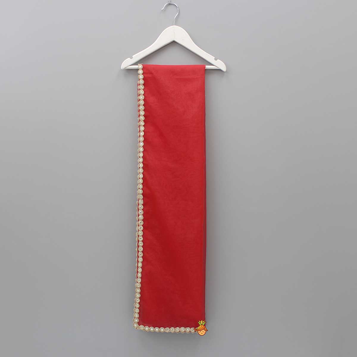 Red Organza Lace Work Dupatta