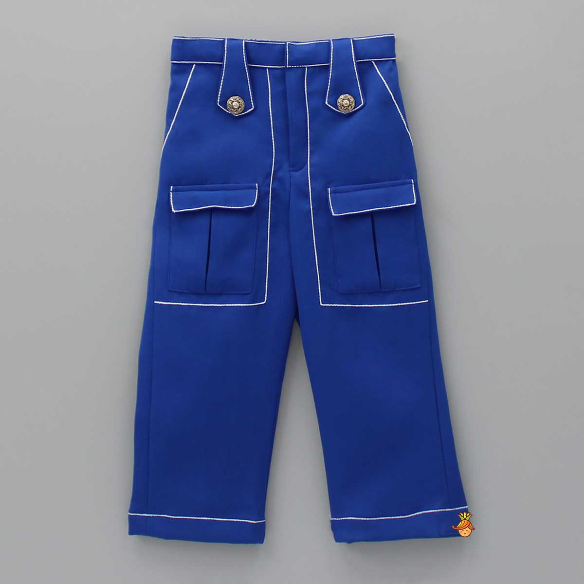 Collar Neck Blue Top And Pocket Detail Pant