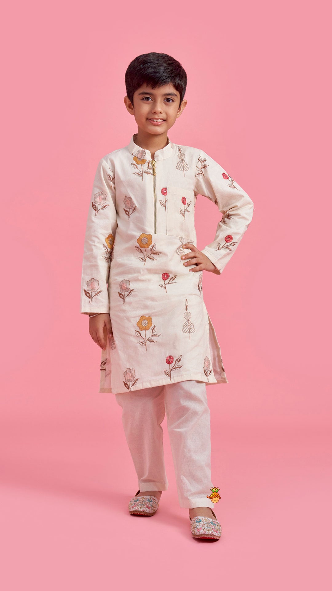 Floral Embroidered Kurta With Pyjama