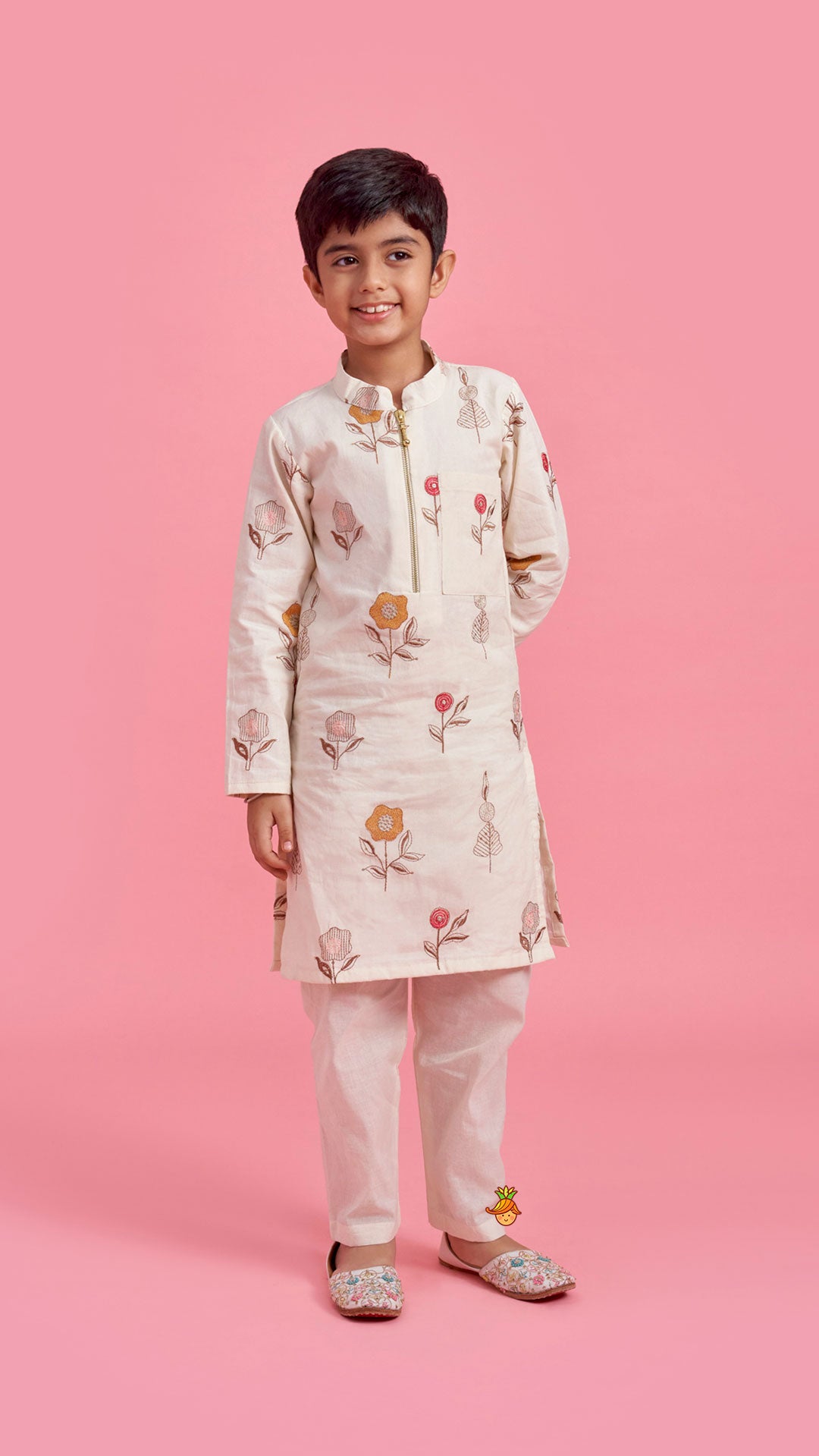 Floral Embroidered Kurta With Pyjama