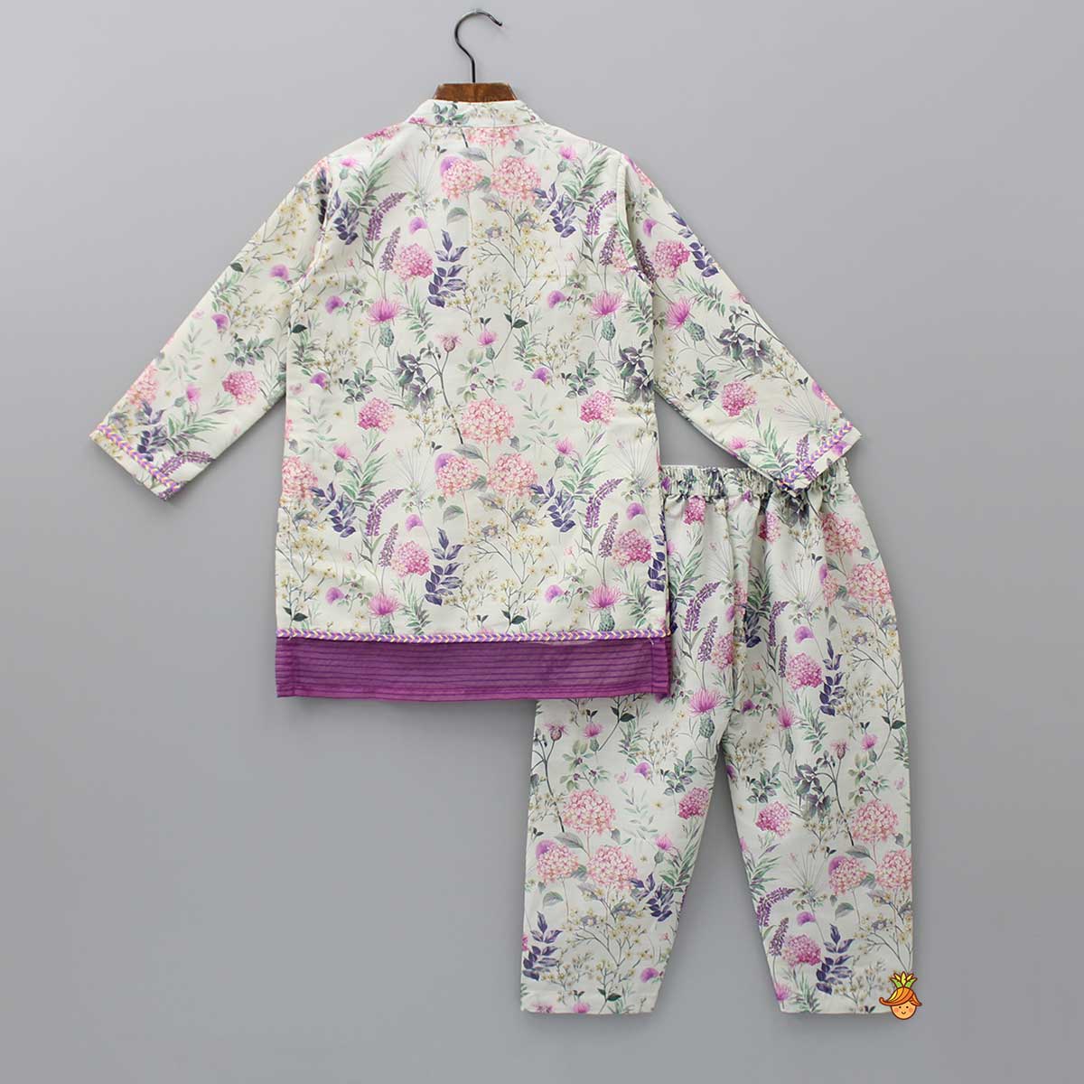 Pleated Front Placket Multicolour Kurta And Pyjama