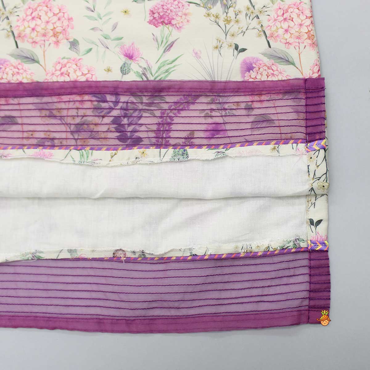 Pleated Front Placket Multicolour Kurta And Pyjama