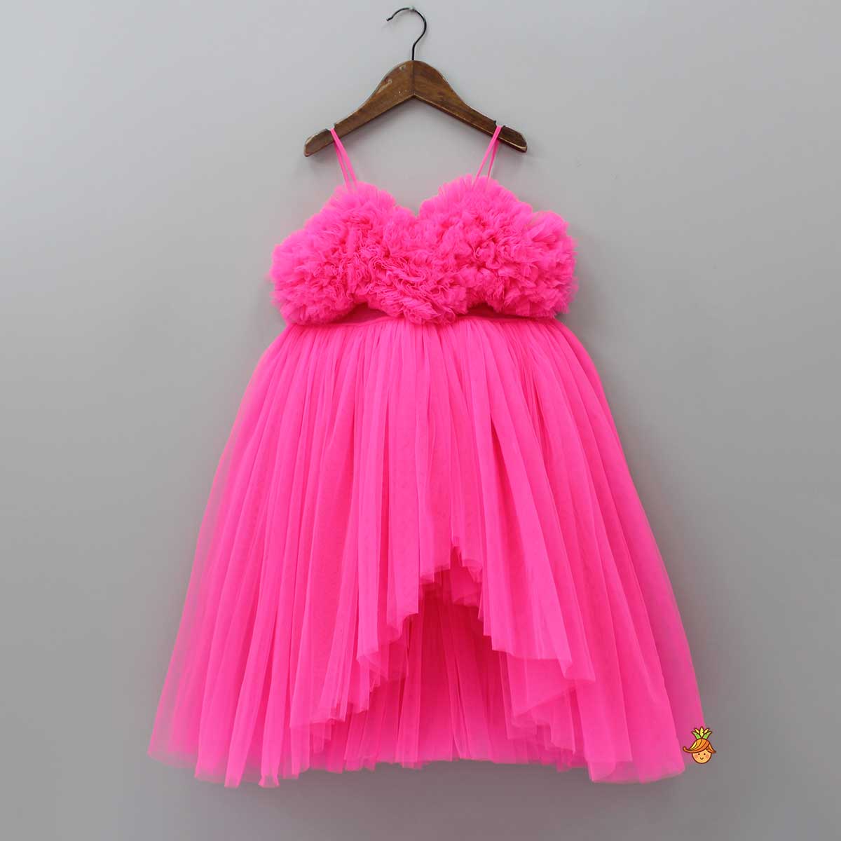 Pink Strappy Net Gown - Main Image