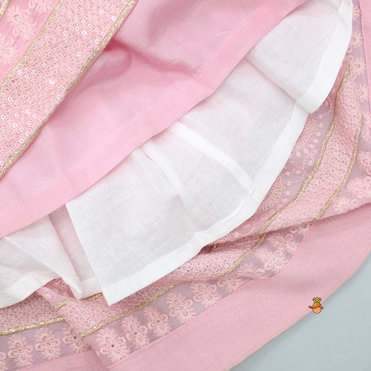 Embroidered Top And Lehenga With Matching Potli And Net Dupatta