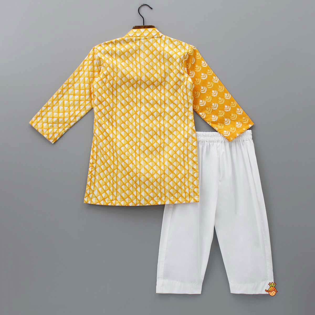 Printed Mustard Kurta And Pyjama