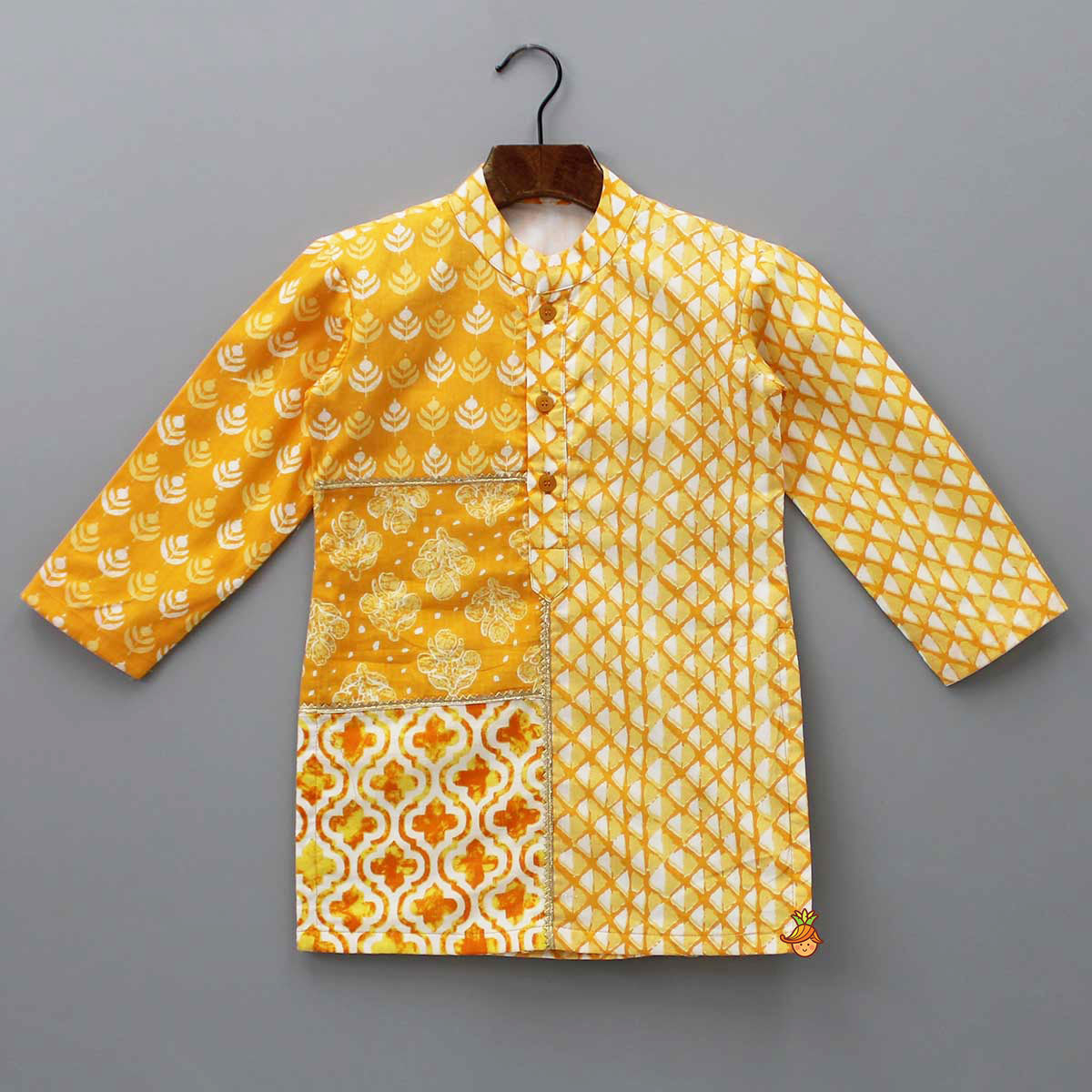 Printed Mustard Kurta And Pyjama