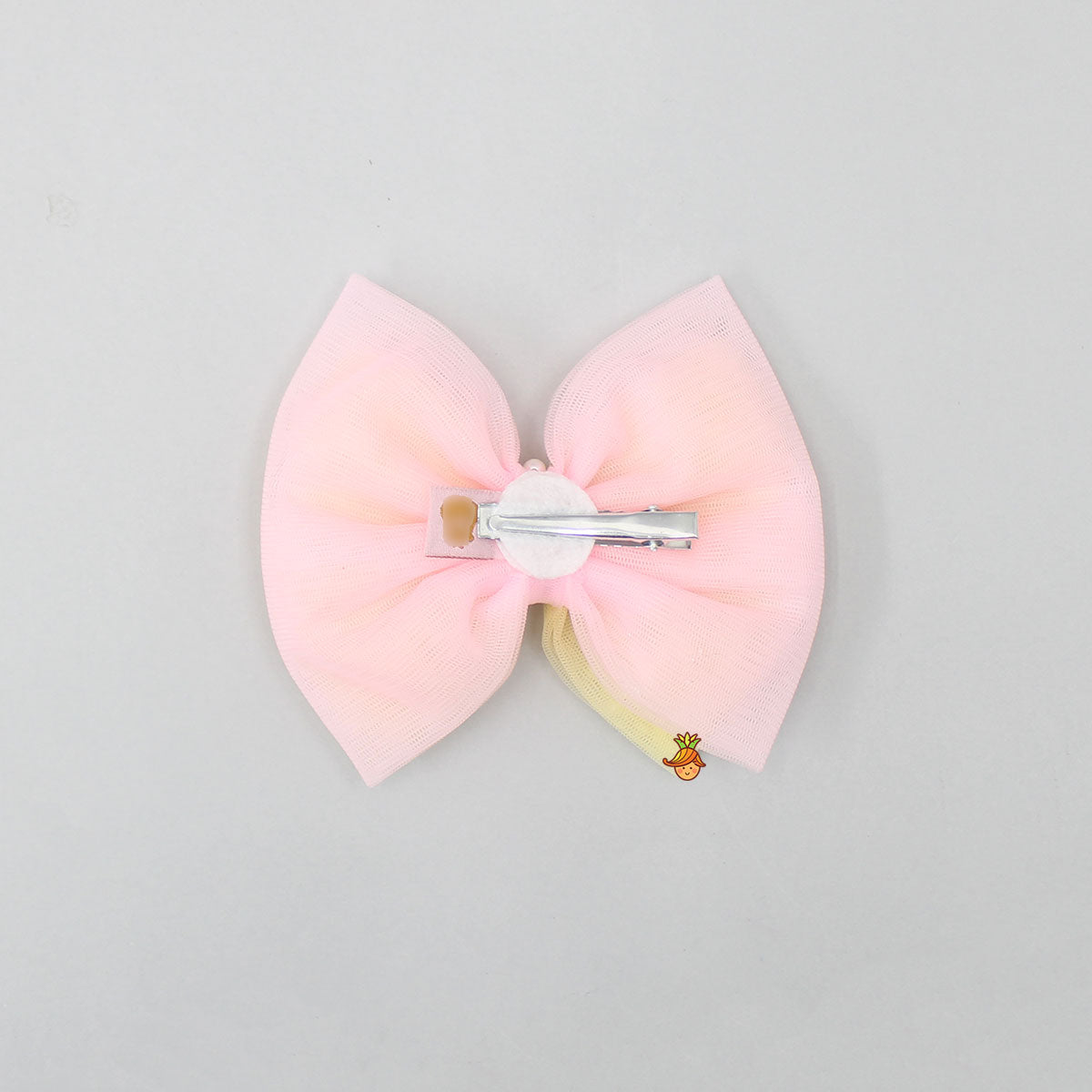 Yellow And Pink Net Dual Bowie Hair Clip