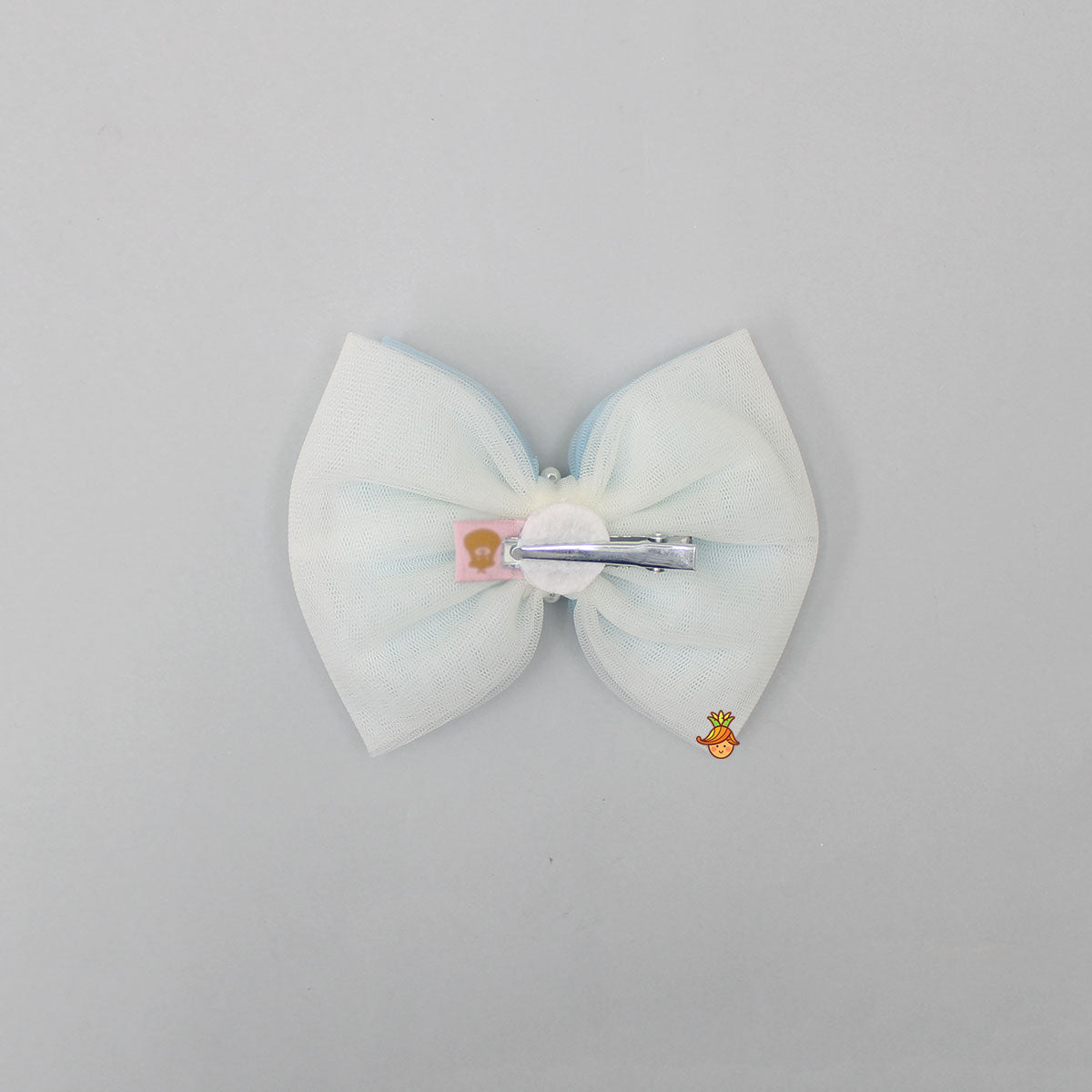 Blue And White Net Dual Bowie Hair Clip