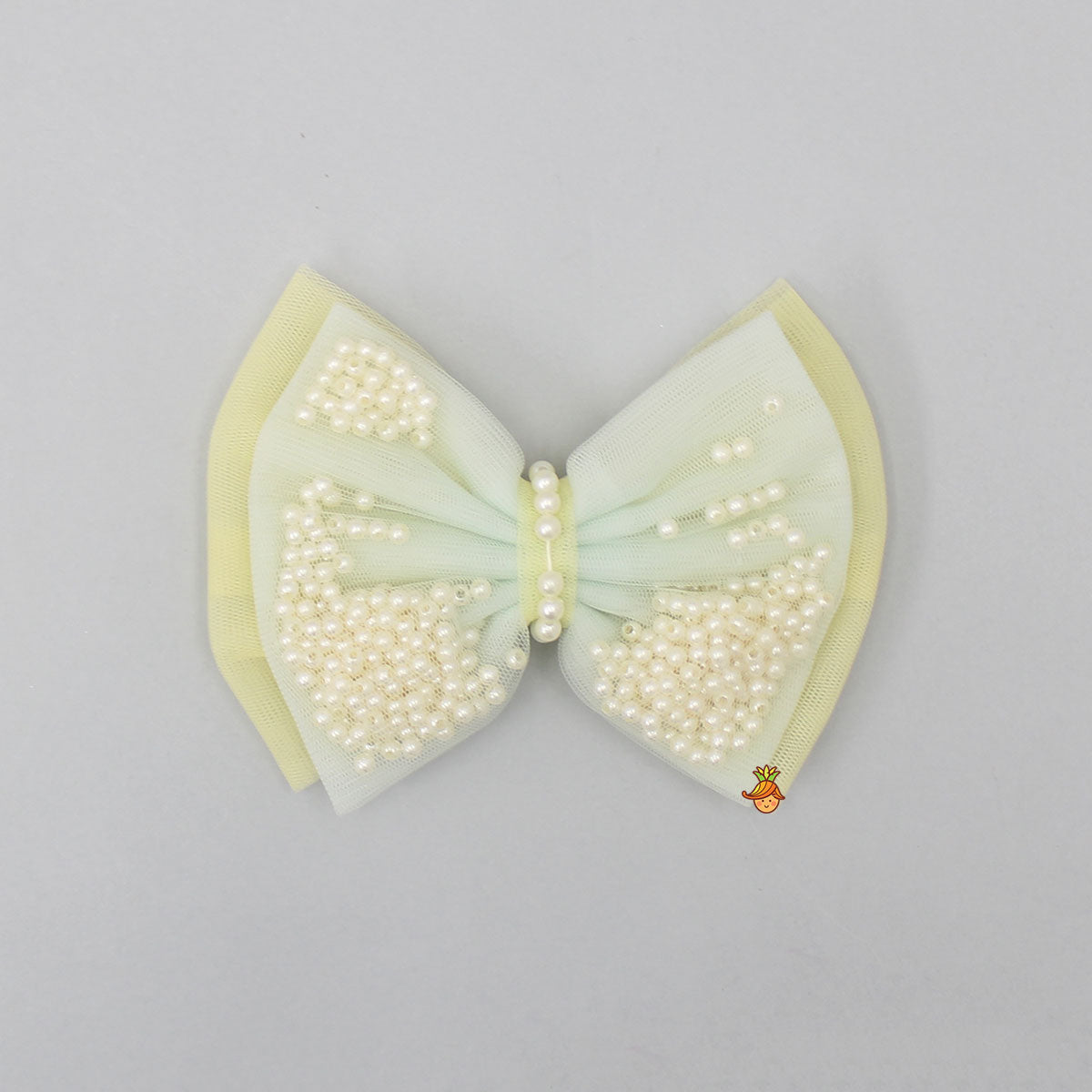 Yellow And Blue Net Dual Bowie Hair Clip