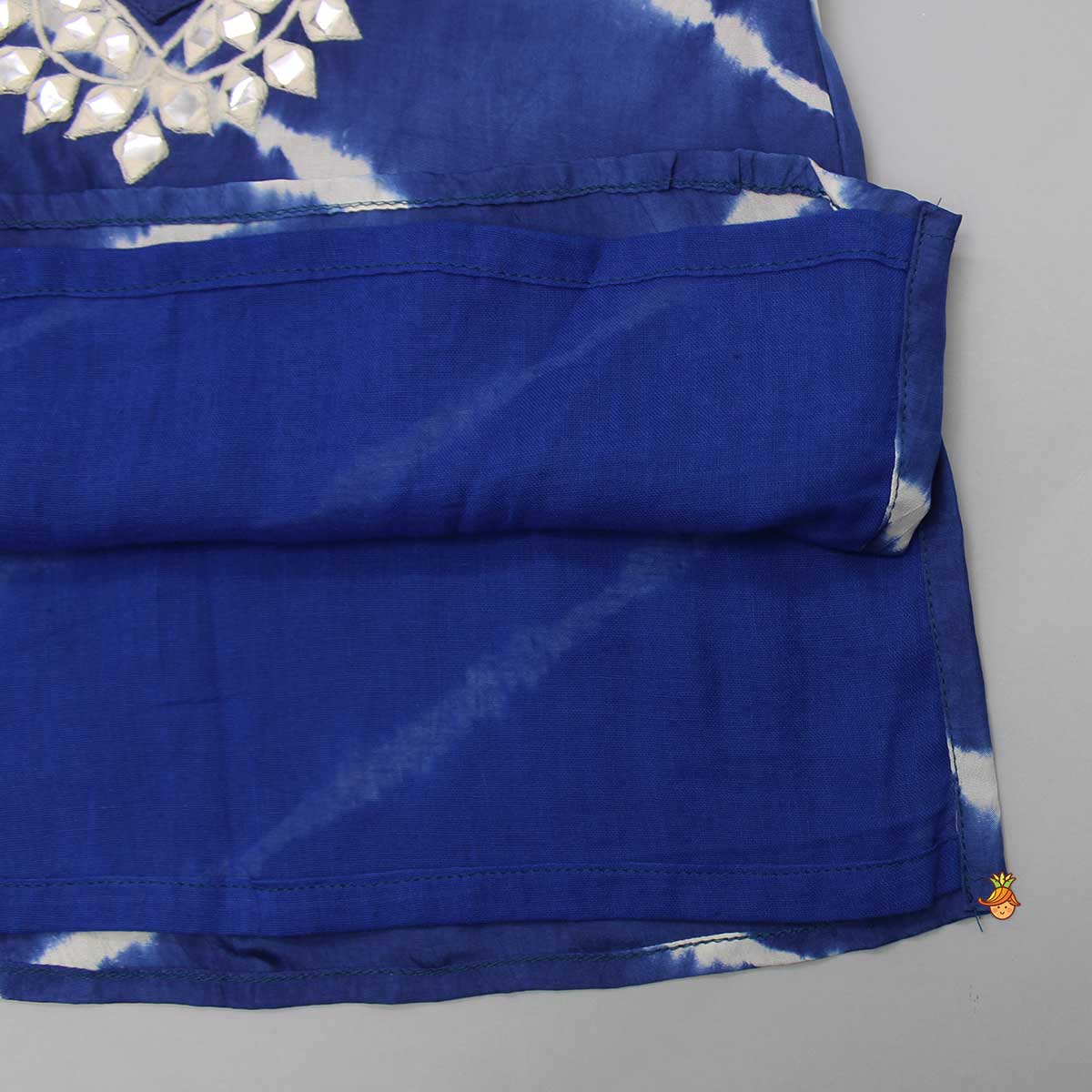 Blue Lehariya Striped Kurta With White Pyjama