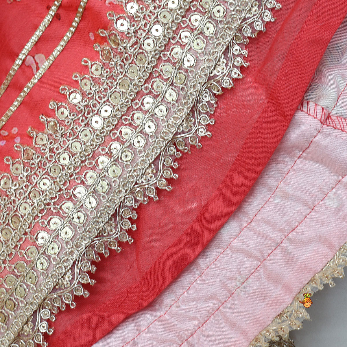 V Neck Top And Printed Lehenga With Hair Band