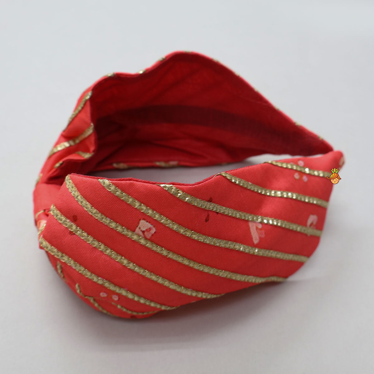 V Neck Top And Printed Lehenga With Hair Band