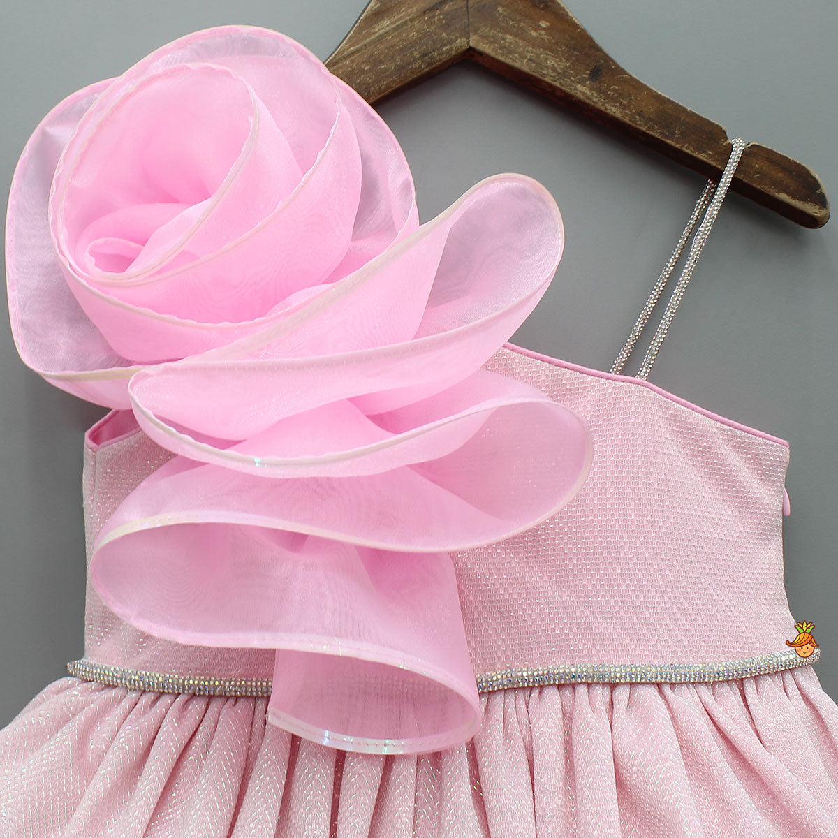 Flower Adorned One Shoulder Dress With Matching Hairband