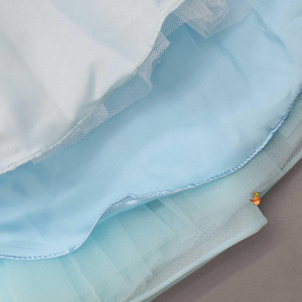 Cold Shoulder Layered Ruffle Net Blue Dress