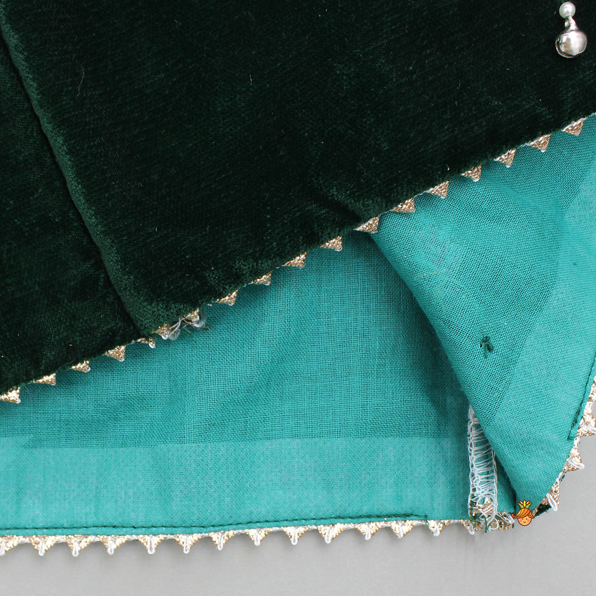 Embroidered Velvet Green Top And Lehenga