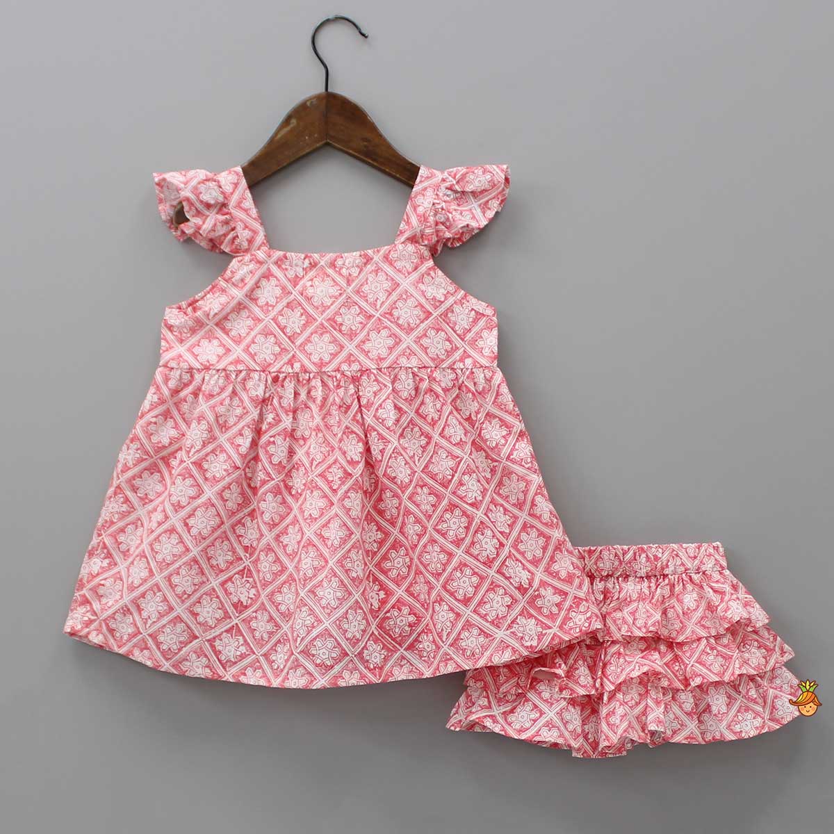 Flutter Tunic Dress With Ruffled Bloomer