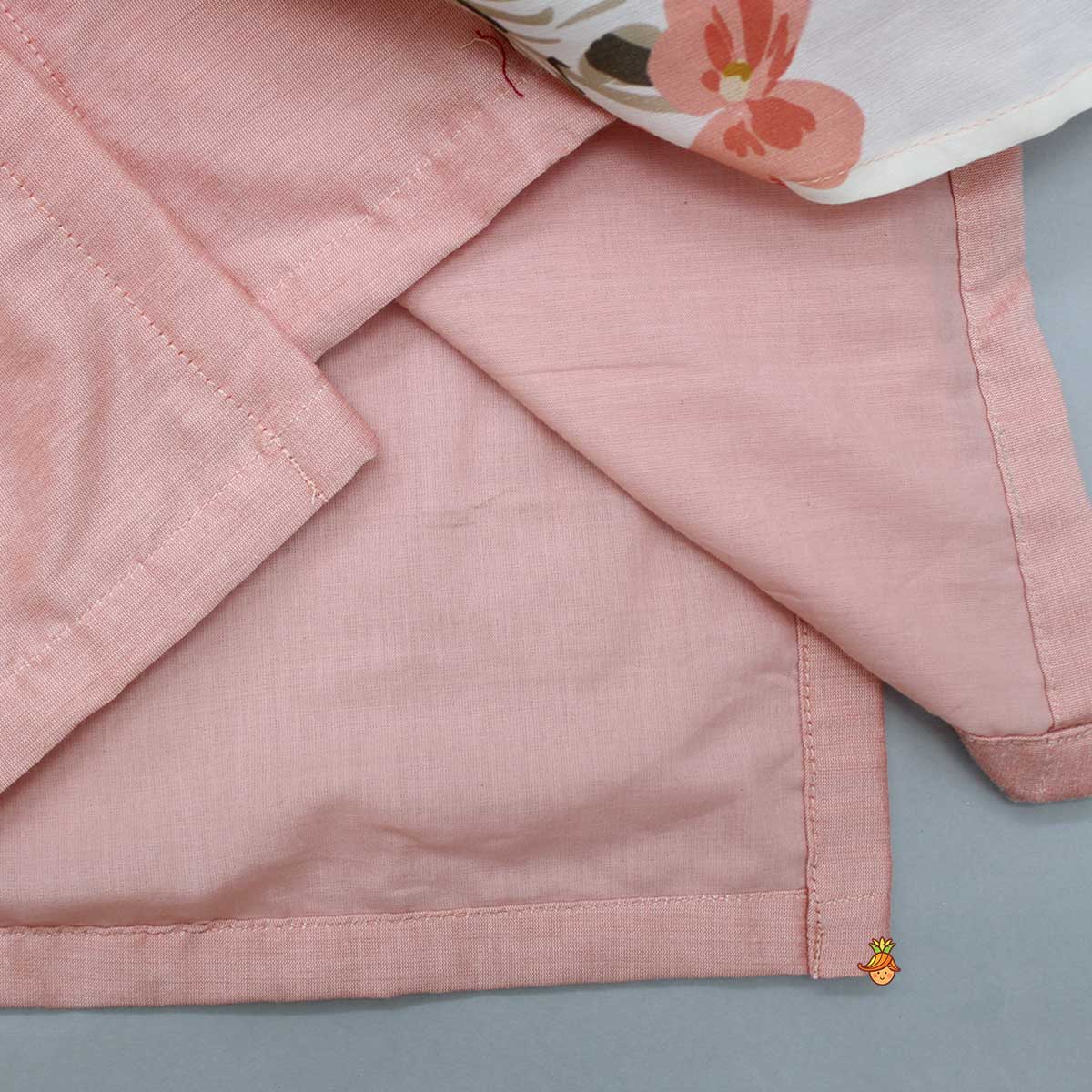 Peach Kurta With One Side Printed Panel And Pyjama