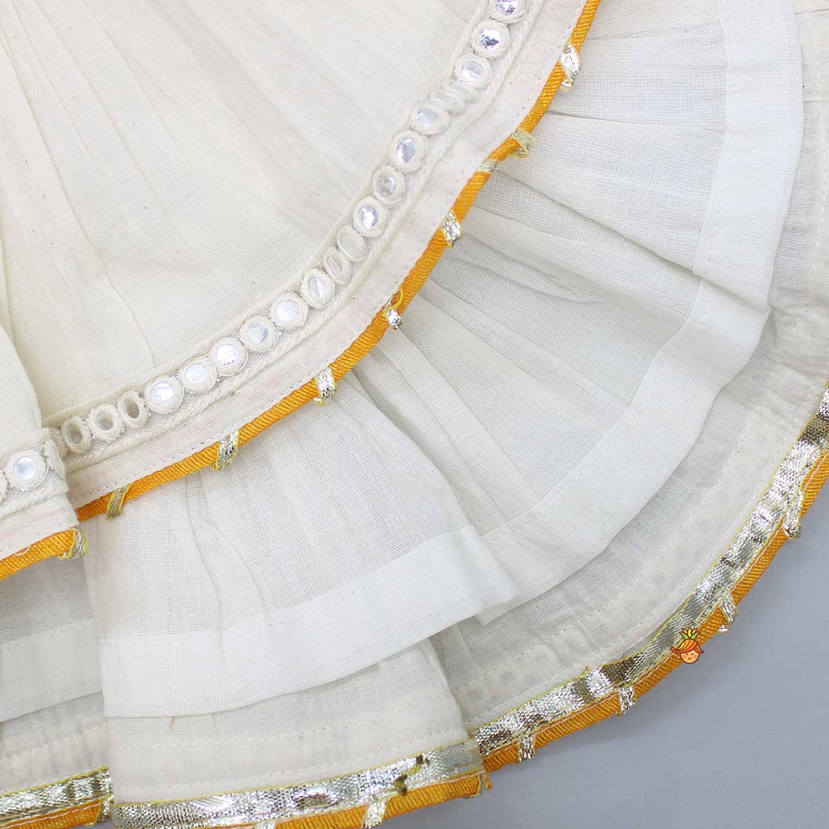 Off White Faux Mirror Work Top And Flared Palazzo