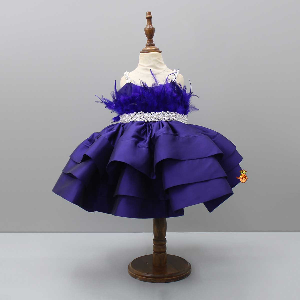 Elegant Purple Layered Dress With Matching Detachable Bow And Head Band