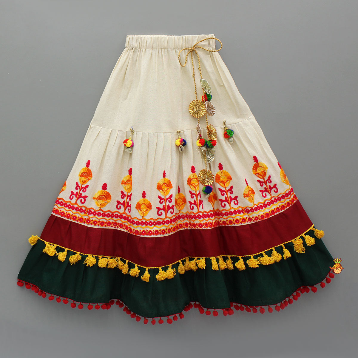 Thread Embroidered Stylish Halter Neck Top And Lehenga