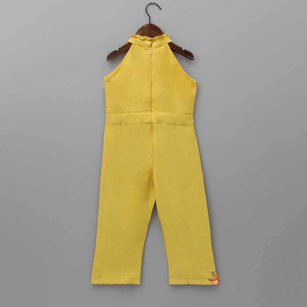 Embroidered Yoke Yellow Jumpsuit