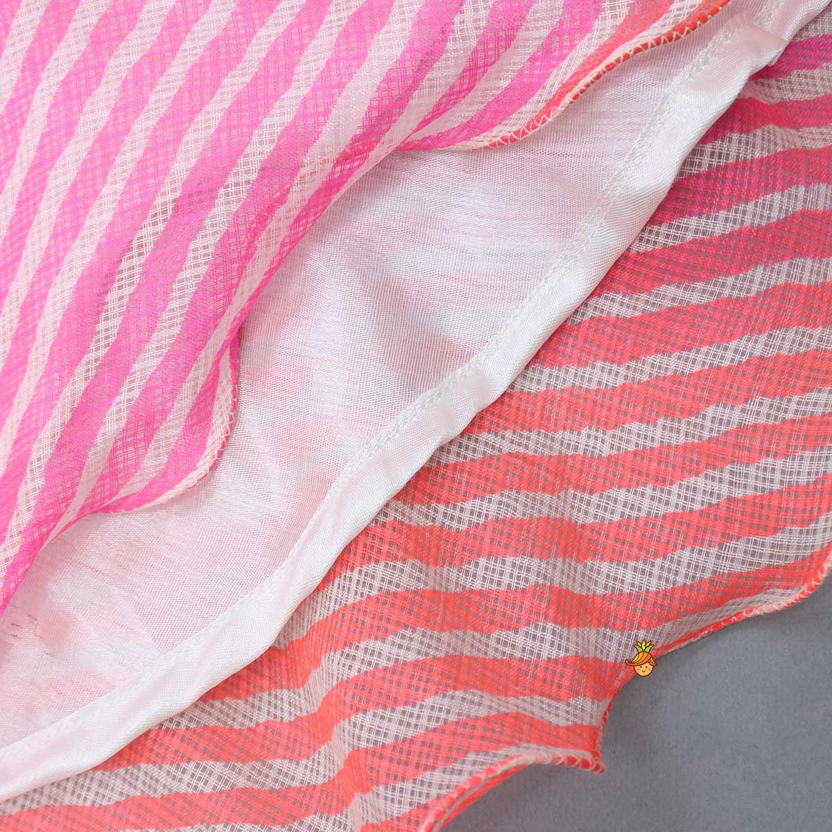 Multicolour Leheriya Printed Anarkali With One Side Flap And Attached Dupatta