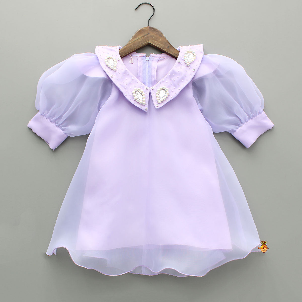 Puff Sleeves Organza Lavender Dress
