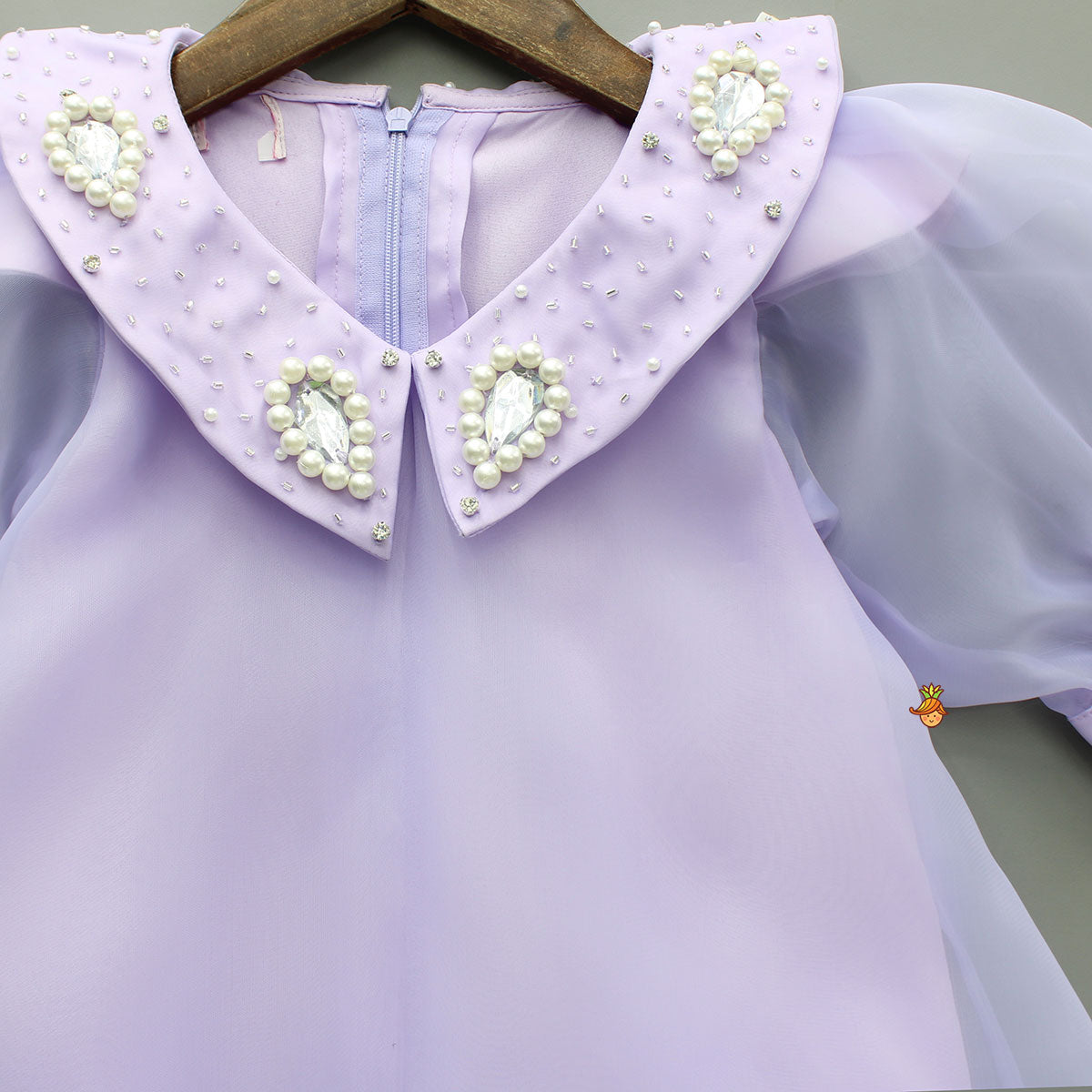 Puff Sleeves Organza Lavender Dress