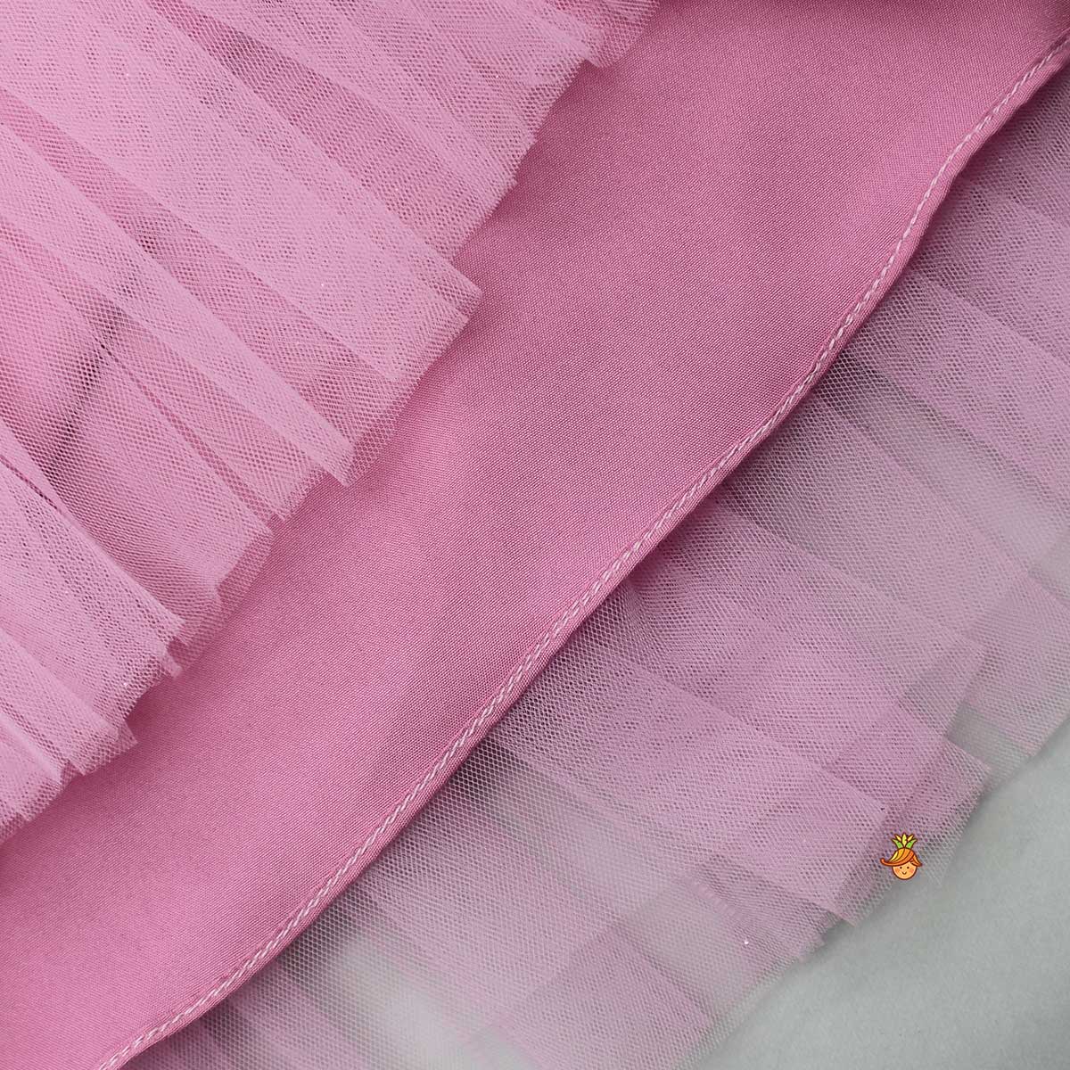 Dual Bow Enhanced Pink One Shoulder Dress