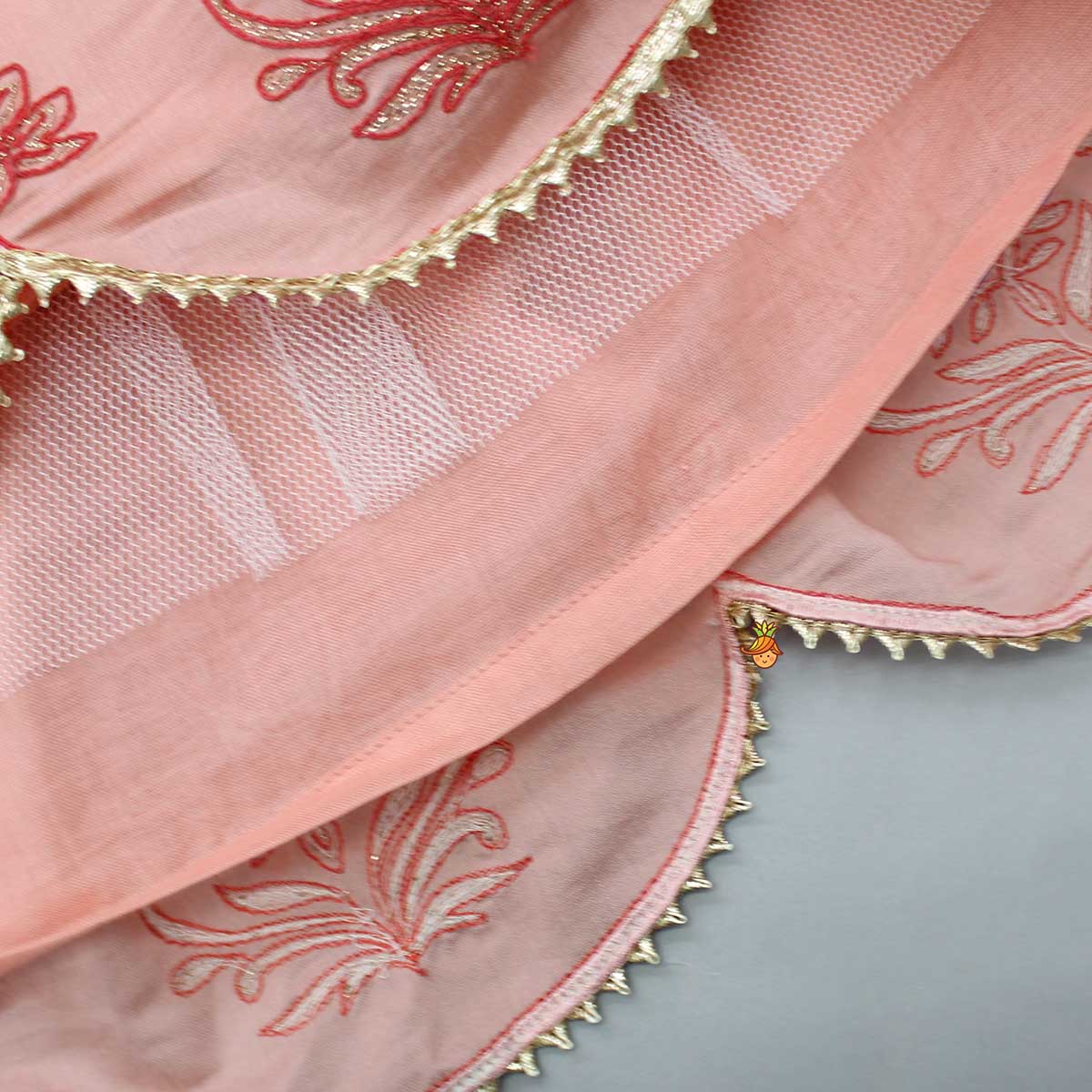 Faux Mirror And Thread Embroidered Top And Flared Lehenga