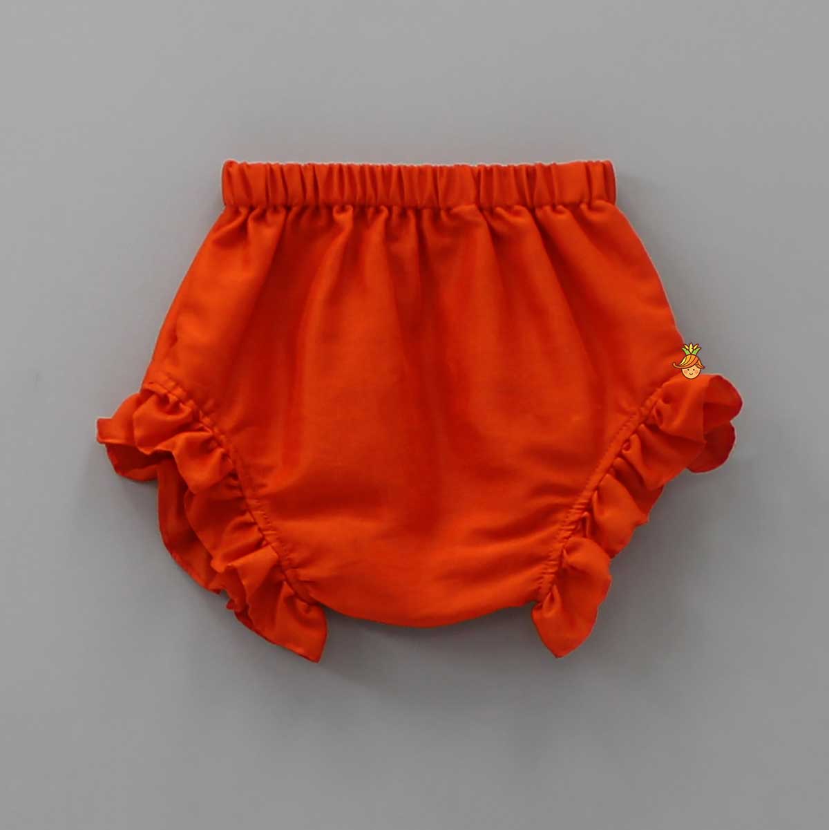 Leheriya Printed Puff Sleeves Top And Orange Bloomer