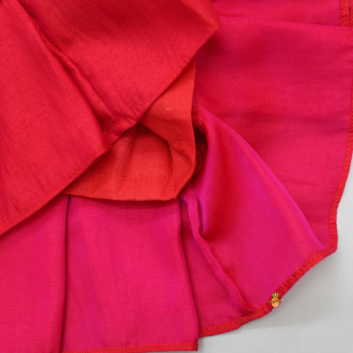 Bird Embroidered Red Top And Bloomer